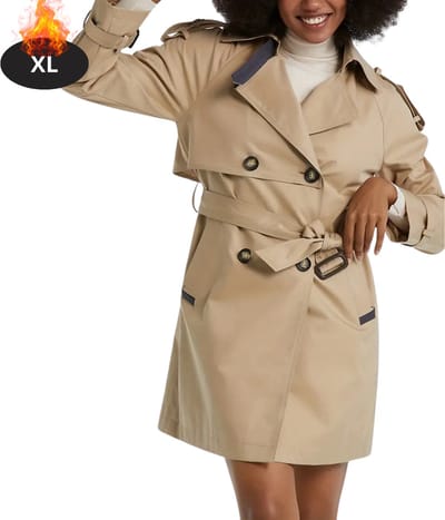 Livano Mantel Dames - Tussenmantel - Jas - Mantelpakje - Trenchcoat - Overjas - Overcoat - Winter - Khaki - XL