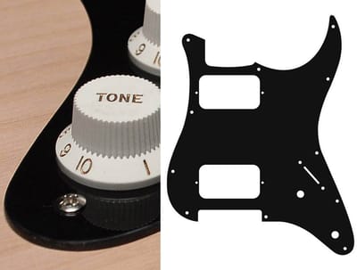 Boston ST-132-B pickguard, Stallion, HH, 2 pot holes, 3-5 switch, 1 ply, black