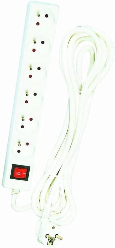 Powerstrip met Schakelaar - 6 Stopcontacten 2P+T - Kindveilig en Compatibel voor Binnengebruik - 4m