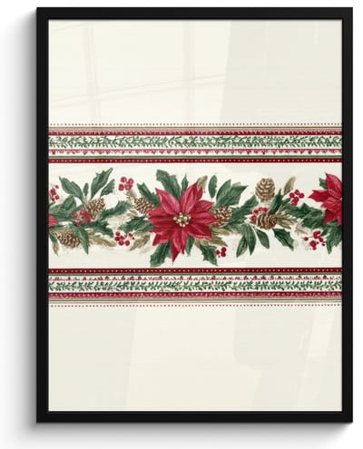 Poster in lijst - Fotolijst 60x80 cm - Posters - Kerststrook - Pointia - Rood - Groen - Posterlijst zwart - Decoratie - Wanddecoratie woonkamer - Muurdecoratie slaapkamer - Kerstversiering - Kerstdecoratie voor binnen - Kerstmis