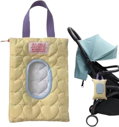 Luier en doekjeshouder - Babydoekjes tas - Onderweg luiers verschonen - Vochtverzegelend ontwerp - 23 x 17 cm - Geel
