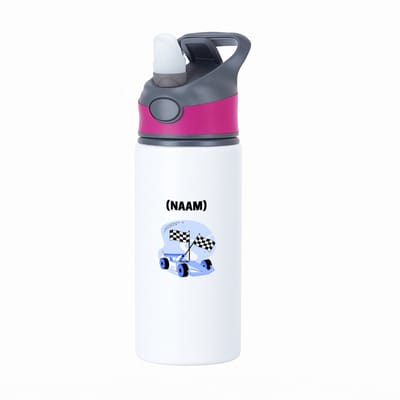 Hacebo® - Formule 1 met eigen naam waterfles met rietje roze - Auto rijden - Auto liefhebbers - Autosport - water fles - 650ML