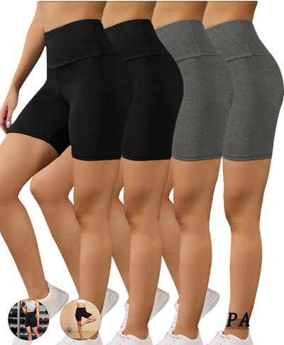 Livano Biker Short Dames - Korte Legging - Lange Onderbroek - Bikershort - Met Pijpjes - 4 Pcs - Zwart/Grijs - Maat XS