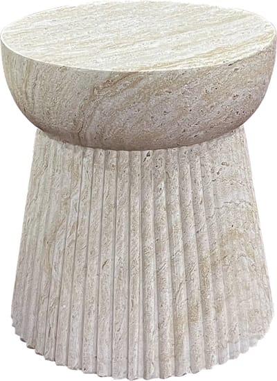 Artichok Dorus Ronde Fiberclay Bijzettafel - Tafeltje- Marmerlook - Beige - Ø 37 x 43 cm