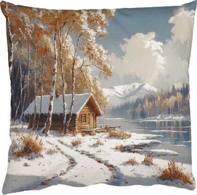 Sierkussens - Kussentjes Woonkamer - 50x50 cm - Winter - Sneeuw - Huis - Natuur - Kerstdecoratie voor binnen - Kerstversiering woonkamer decoratie - Kerstmis versiering in huis - Christmas decorations - Kerstaccessoires