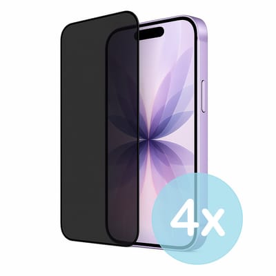 Privacy Screenprotector Geschikt voor iPhone 17 – Anti-Gluren – Krasbestendig Gehard Glas 9H – Volledige Dekking – 4-Pack – FuturiQ