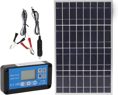 Zonnepaneel Kit - Energie Oplader - Off-Grid Stroom - Waterdicht Ontwerp - 2 Panelen 60A - Zwart