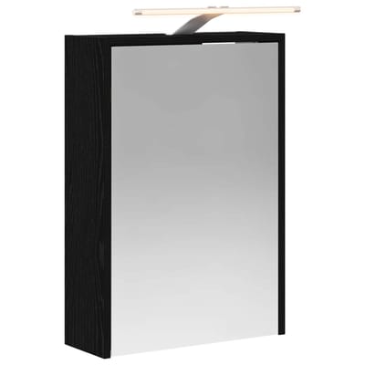 vidaXL - Badkamerspiegelkast - Zwart - Eiken - 43 - x - 16 - x - 62.5 - cm - Bewerkt - hout