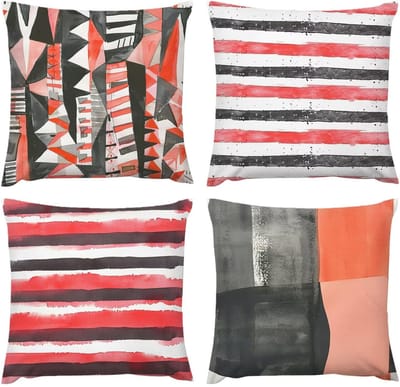 waterdicht, 50 x 50 cm, bankovertrek, decoratie voor huis, abstractie, geometrisch kussen, slaapkamer, set van 4 kussenslopen 20 x 20 cm, voor terras, tuin, wasbaar, D271