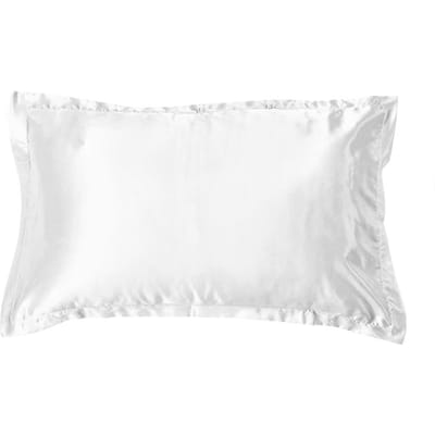 2 Pièces Taie d'Oreiller en Soie de Mûrier Couleur Unie Douce Housse de Coussin Décor Satin Luxe Taies d'Oreiller Sommeil Sain Housse d'Oreiller Adulte 1Pcs white