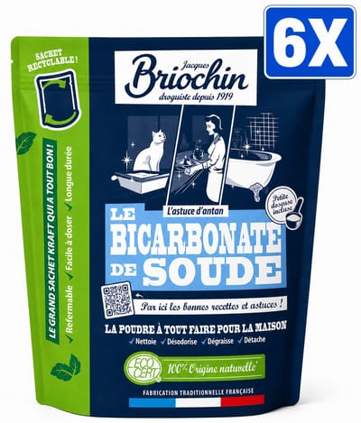 Le Briochin Bicarbonate de Soude Ecocert Multifunctionele Poeder 500 g - Set van 6 Stuks (3 kg Totaal) - Ecocert Gecertificeerd Ecologisch - Made in France - Voordeelverpakking