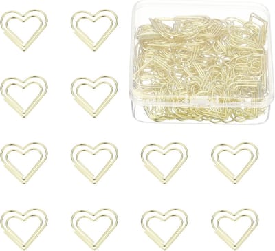 100 Stuks Hartvormige Paperclips in Goud, Metalen Klemmen voor Kantoor, Ambachten en Documenten, Ideaal voor Notities en Sorteren