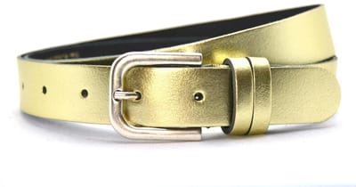 Dames riem goud metallic - Breedte 3 cm - Metallic gouden riem - damesriem 100% leder - Riemmaat 105 - Totale lengte 120 cm