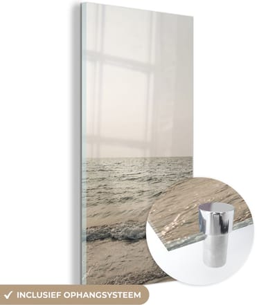 MuchoWow® Glasschilderij 60x120 cm - Schilderij acrylglas - Zee - Zomer - Golven - Foto op glas - Schilderijen