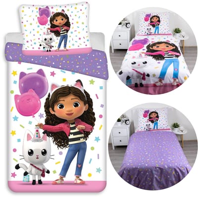 Gabby's Dollhouse Dubbelzijdig kinderbeddengoed met ritssluiting, 100% katoen, 140x200cm+70x90cm OEKO-TEX