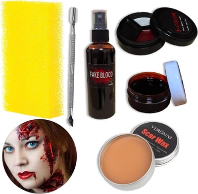 Complete Halloween Make-up Set met Wasbare Face Paint, Nepbloed, Zombie en Vampier Make-up voor Cosplay en Feestjes
