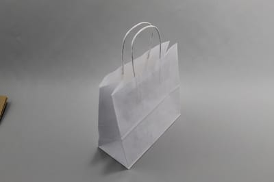 Draagtassen Papier Wit 32x12x41cm Kraft met gedraaid handvat (50 stuks)