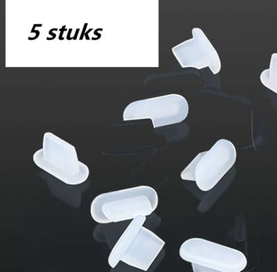 5 stuks -Stofdichte Plug voor Iphone poort -Rubber -Stofkapje beschermkapje voor Iphone- Geschikt voor oplaadpoorten apple telefoon/laptop/desktop -wit