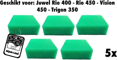 Aqua-Loui® - Nitraat Spons XL - 5 Stuks - Nitraat Verwijderaar Aquarium - Geschikt voor Juwel Bioflow 8.0 - Rio 400/450, Vision 450 & Trigon 350 - 15 × 15 × 5 cm