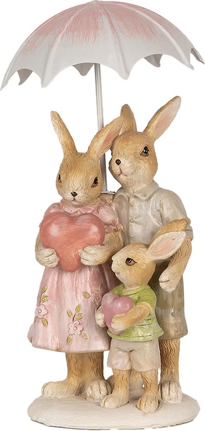 Clayre & Eef Beeld Konijn 15 cm Bruin Roze Polyresin