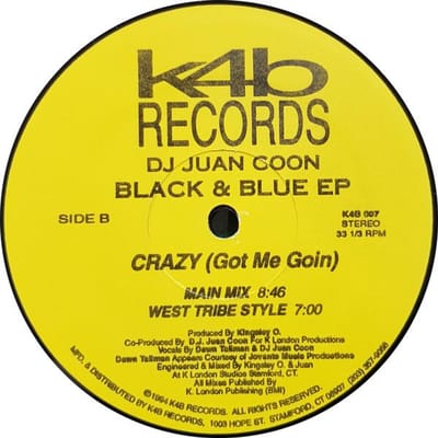 12 inch Plaat DJ JUAN COON - Black & Blue EP K4B007 K4B 1994 VS Dance & Electronica Gebruikt yellow