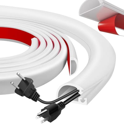 Dailygoods - Kabelgoot, 2 m, zelfklevend, flexibele kabelgoot, verbergen, siliconen, halfronde kabelkanalen, wit, voor 2-3 kabels voor het verbergen van stroomkabels thuis of op kantoor, tv-wand
