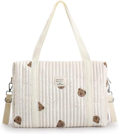 Borduurtas - Moedertas Tote - Babyverzorging - Grote capaciteit - 36 x 30 cm - Grijs