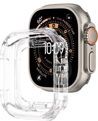 Hoes - Geschikt voor Apple Watch Ultra 3 (49 mm) - Sterk & Shockproof - Smartwatch Full Bumper Hoesje - Siliconen Case Cover - Transparant