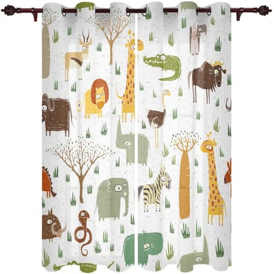 Nijlpaard Baby Schattig Mooi Sterren Raamgordijnen Gordijnen voor Woonkamer Decoratieve Artikelen Woonkamer 135W x 60H(cm)