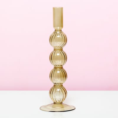 Kandelaar - Glas Bollen Lichtbruin Groot