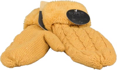 Dames Wanten Teddy - Kabel Motief - Gebreid - Dubbel Gevoerd - Oker
