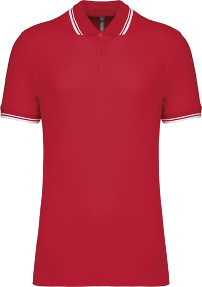 Kariban Gestreepte herenpolo korte mouwen K272 - Red / White - 3XL