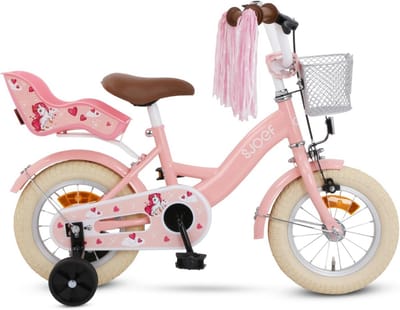 Kinderfiets met Poppenzitje - Meisjesfiets Loopfiets - Leren Fietsen - Inclusief Zijwieltjes - 12 inch - Roze