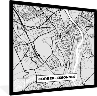 Fotolijst incl. Poster - Kaart - Stadskaart - Frankrijk - Corbeil-Essonnes - Plattegrond - 40x40 cm - Posterlijst