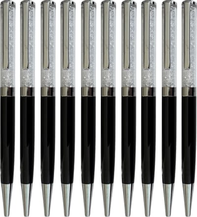 Swarovski Stijl Pennen | 10 Stuks | Zwart | Metaal | 500+ Kristallen