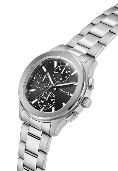 Guess Palmer Quartz Analoog Horloge Zilverkleurig Kast Gemaakt Van 100% Roestvrij Staal En Een Armband Van 100% Roestvrij Staal 40 GW1048G1, GW1048G2, GW1048G4, GW1048G7