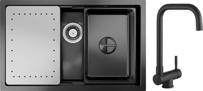 CECIPA max Spoelbak Keuken (Antraciet 70x44cm) - Spoelbakken Met Keukenkraan - Multifunctionele Spoelbak - roestvrij staal Spoelbak - Spoelbakken met afdruip - Antraciet
