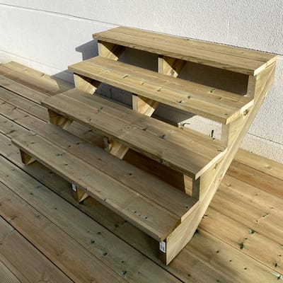BERLIN Houten Buitentrap - 4 Open Treden 71 cm Hoog - 120 cm Breed