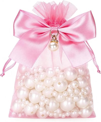 Organza zakjes met roze kralen 10 x 12 cm - 30 stuks voor bruiloften, sieraden, snoep en babyshower accessoires
