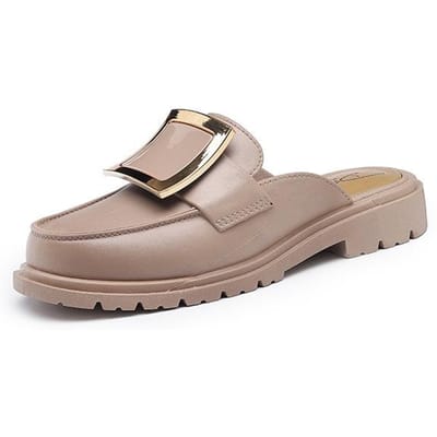 Nieuwe Halve Pantoffels Dames Bovenkleding Vierkante Gesp Baotou Luie Schoenen Dames Platte Zool Casual Dikke Zool Sandalen en Pantoffels Pantoffels 40