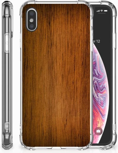 Apple iPhone Xs Max Stevig Telefoonhoesje Donker Hout
