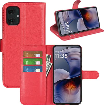 MobyDefend Hoesje - Geschikt voor Motorola Moto G55 - Kunstleren Wallet Book Case (Sluiting Voorkant) - Rood