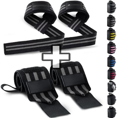 VLSelect® Lifting straps - Wrist wraps - Powerlifting - Zwart/Grijs