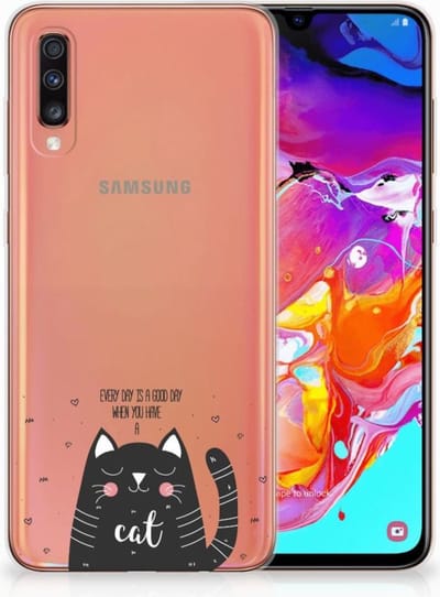 Samsung Galaxy A70 Telefoonhoesje met Naam Cat Good Day