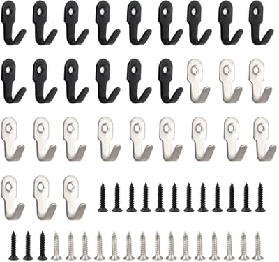Dailygoods- Wandhaken 30 stuks - Roestvrij Staal - Schroefhaken - Sleutelhaken - Kledinghaken - Max. belasting 2 kg - Haakjes