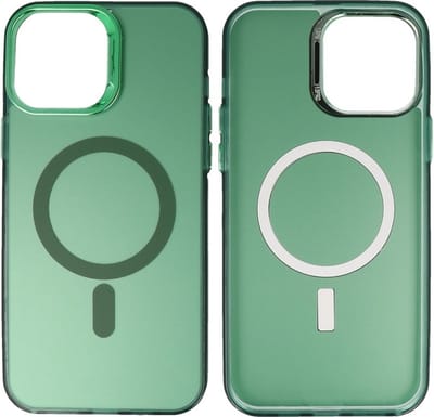 Magsafe Hoesje Geschikt voor de iPhone 16 Pro - Magnetic Fashion Backcover Telefoonhoesje - Donker Groen
