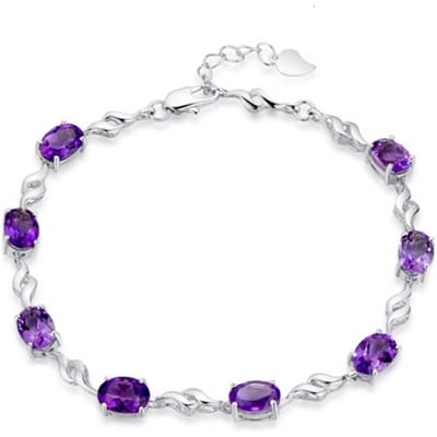 100% 925 Sterling Zilver Mode Paarse Kristal Damesarmbanden Sieraden Verkleurt Niet Goedkope Armband Vrouwelijk Vrouwen Verjaardagscadeau 20cm white