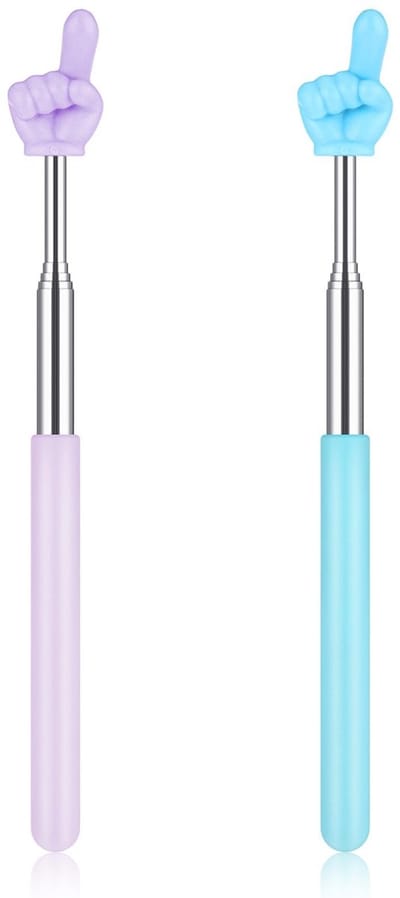 Dailygoody - Verlengbare Index Stokken - Kleurige Vinger Vorm - Ideaal voor Kinderen - Blauw / Paars - Telescopische Aanwijzer - Perfect voor Lesgeven...
