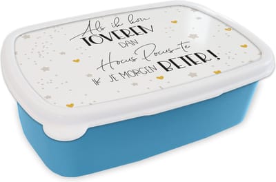 Broodtrommel Blauw - Lunchbox - Brooddoos - Get well soon - Quotes - Sterren - Toveren - 18x12x6 cm - Kinderen - Jongen
