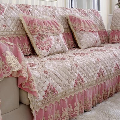 Luxe Grote bloemen Bankstelhoezen Dikke Bankhoezen 18cm zoom Zachte Handdoek Kant Decor Bankkussen voor Woonkamer Mat 1st 70x90cm 1pcs gray